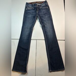 Rock Revival Jeans Womens 29 Deborah Bootcut Blue Stretch Flap Pockets